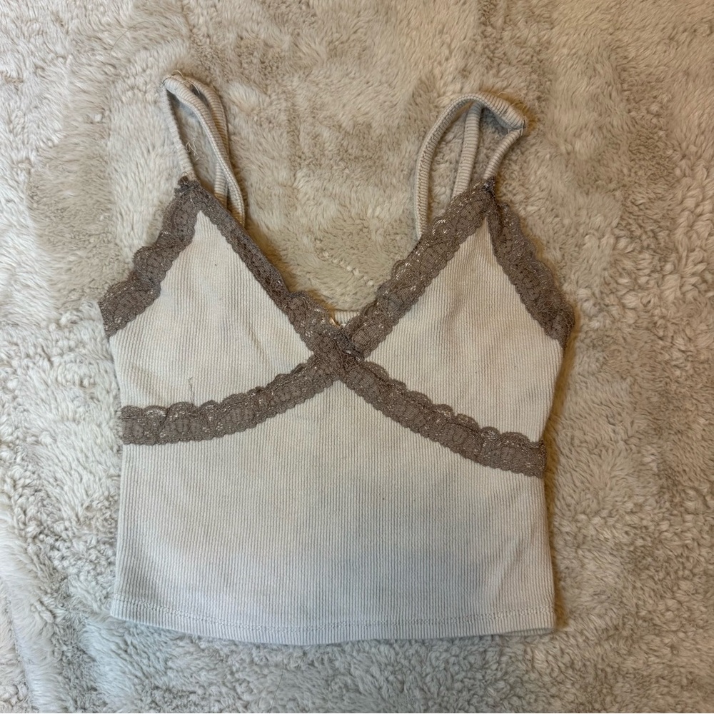 Garage Beige Lace Cami Tank Top | Size XS